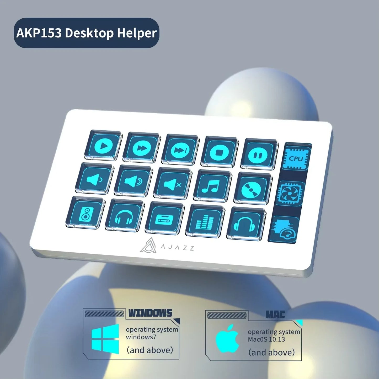 Ajazz AKP03 Desktop Studio Console | Programmable Macro Panel with LCD Visual Buttons & Audio Control Knobs