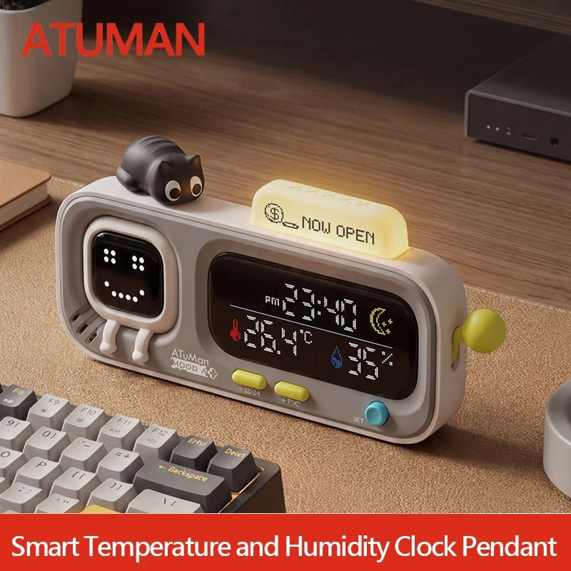 DUKA MOODA Desktop Smart Clock | Retro Pixel Art Temperature, Humidity & Digital Environment Monitor