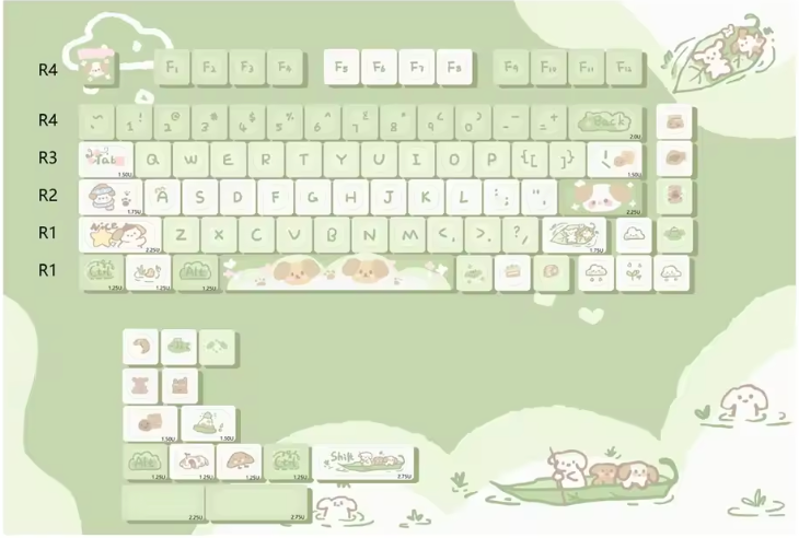 The Cozy-Puppy Theme MOA Profile PBT Keycap Set (95 Keys)