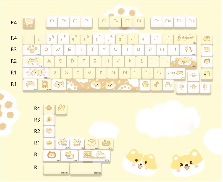 The Cozy-Puppy Theme MOA Profile PBT Keycap Set (95 Keys)