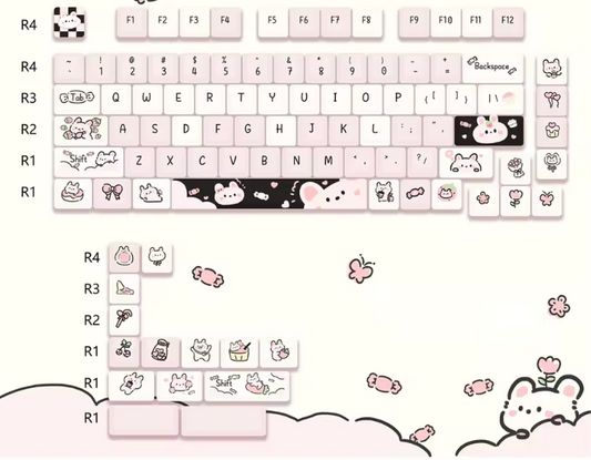 The Cozy-Cat Theme MOA Profile PBT Keycap Set Pink (95 Keys)