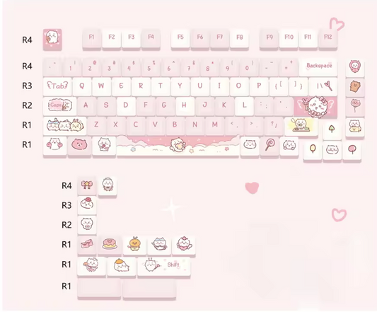 The Cozy-Cat Theme MOA Profile PBT Keycap Set Pink (95 Keys)
