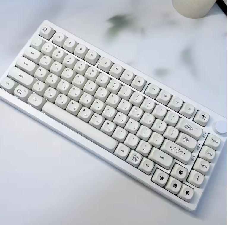The Milky-Mochi Cat Theme PBT Keycap Set (124 Keys)