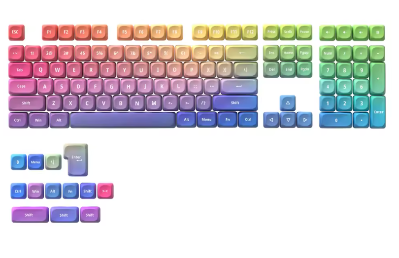 Rainbow theme Custom Keycap Set | Aesthetic MOA Profile Premium PBT Keycaps