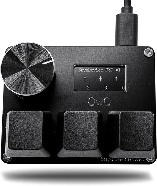 SayoDevice O3C Rapid Trigger Magnetic Keypad | 3-Key Hall Effect Macro Pad with IPS Screen & Control Knob