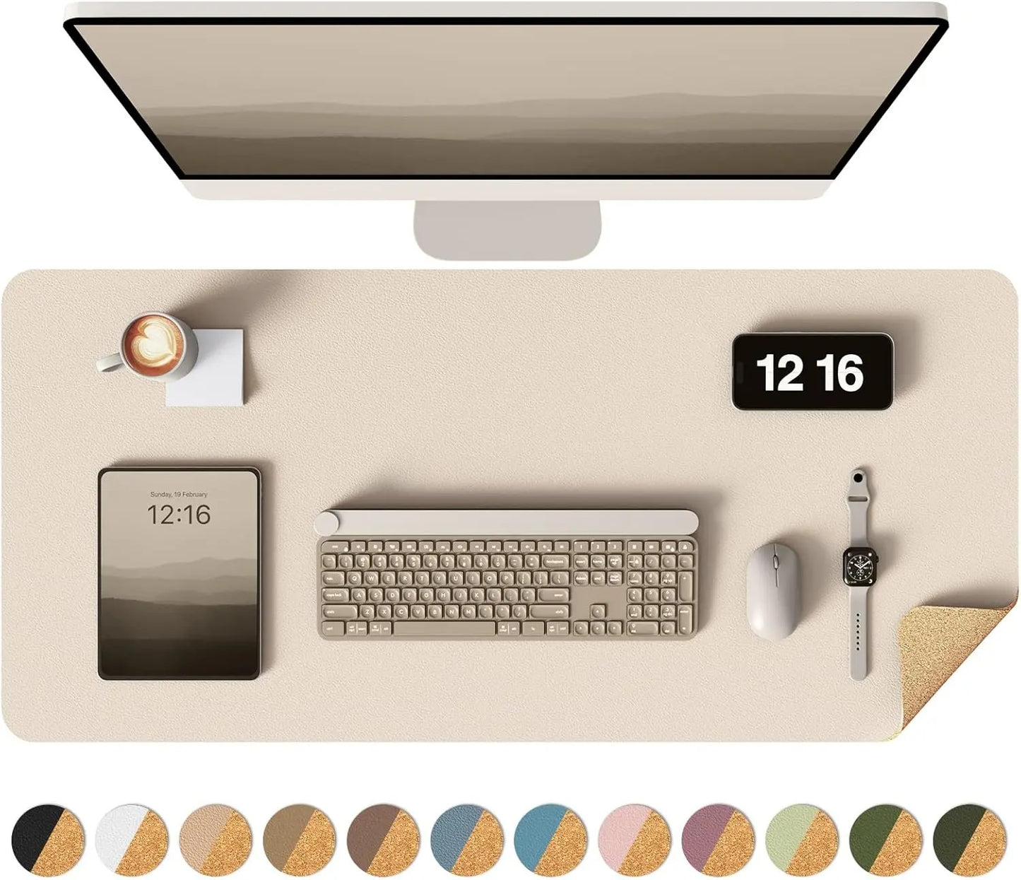 Double-Sided Cork Desk Mat for Aesthetic Workspaces