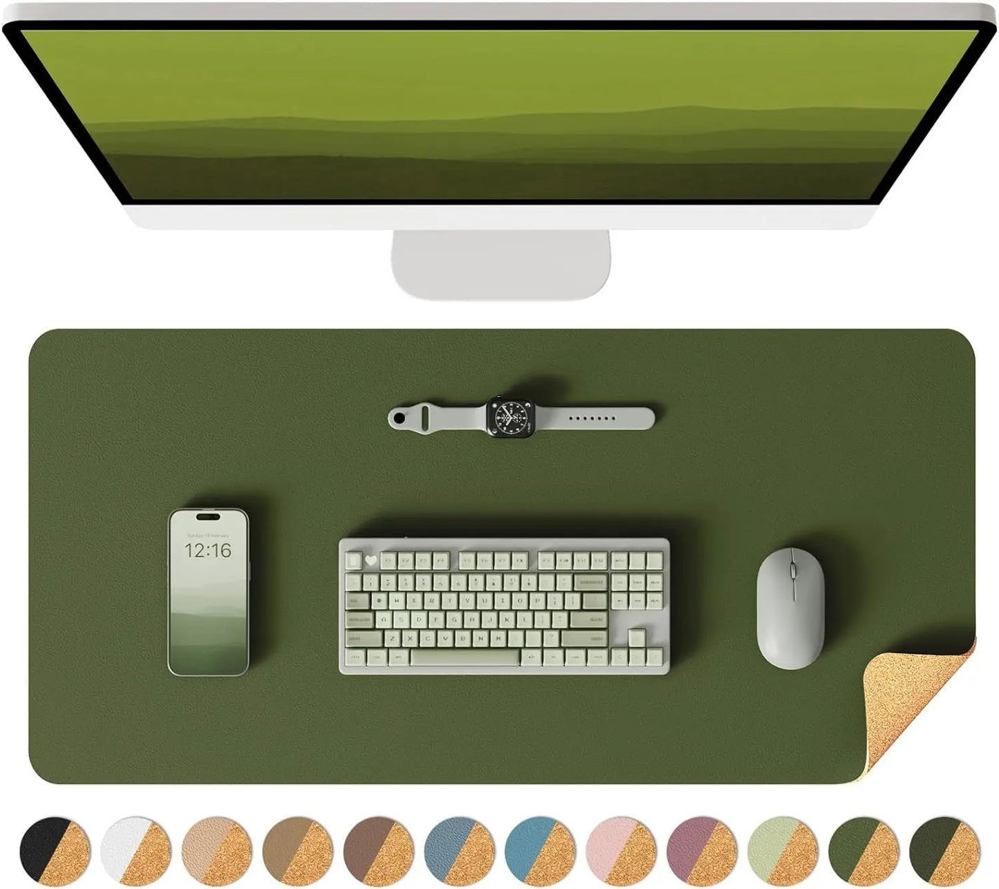 Double-Sided Cork Desk Mat for Aesthetic Workspaces
