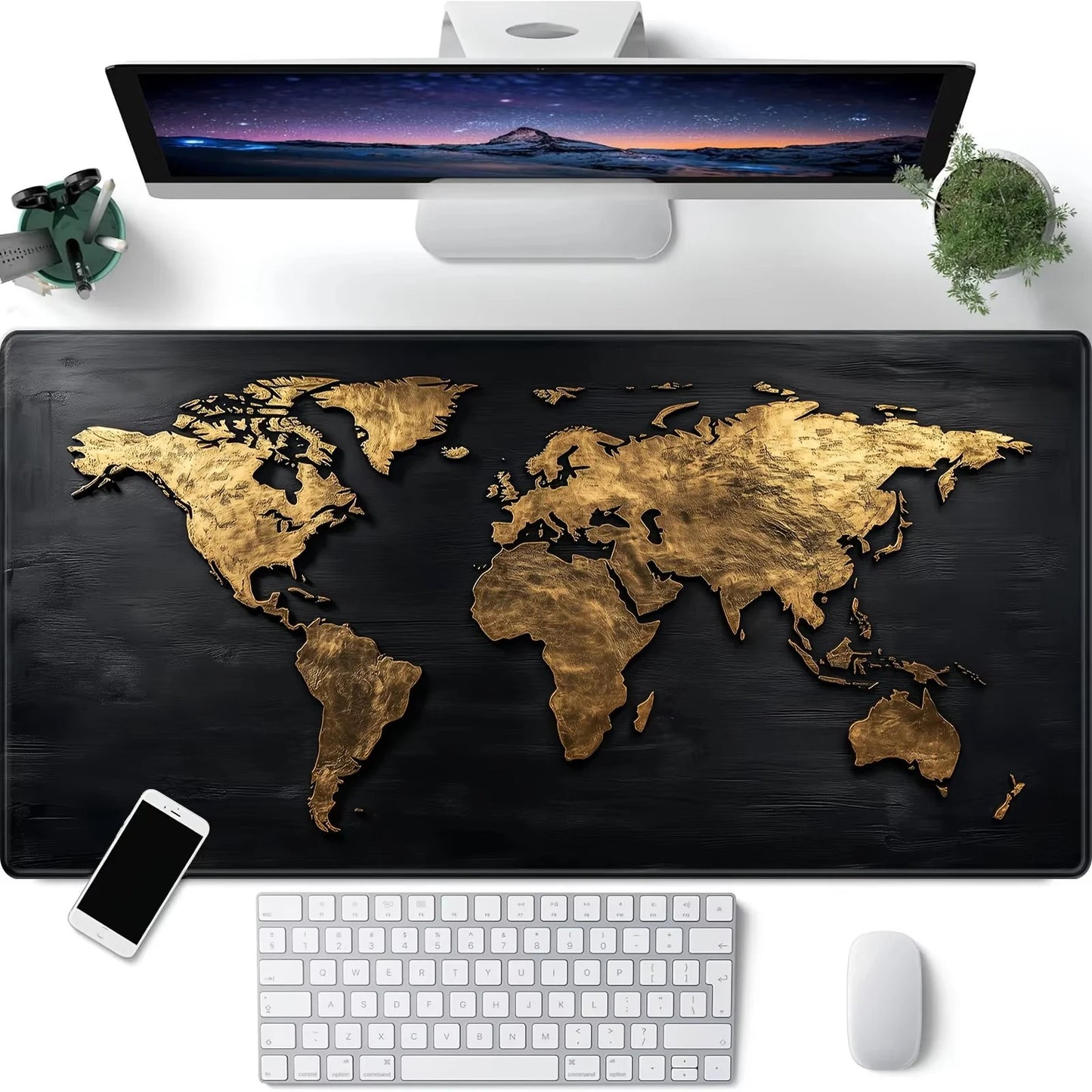 World Map Extended Desk Mat for Office, Study & Keyboard Setups