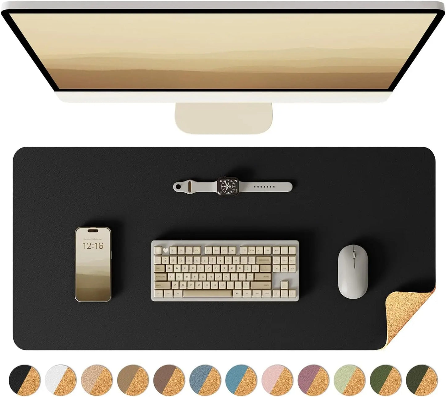 Double-Sided Cork Desk Mat for Aesthetic Workspaces