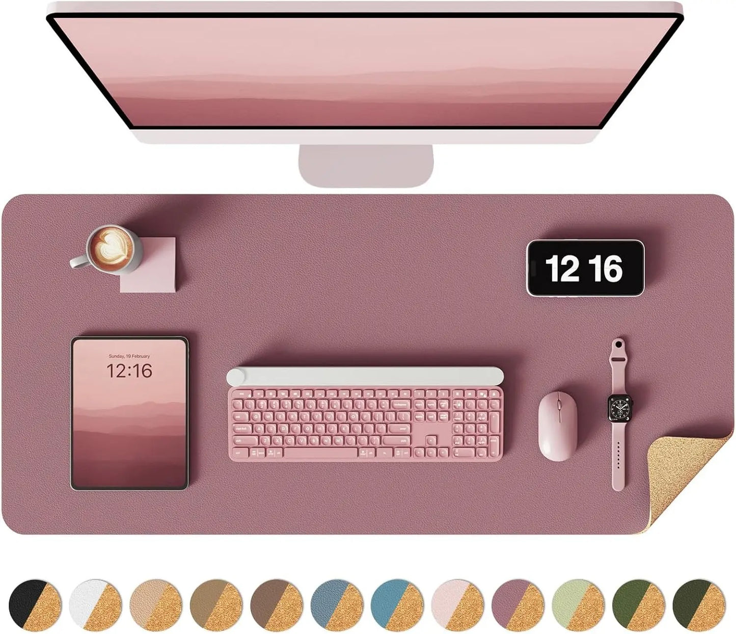 Double-Sided Cork Desk Mat for Aesthetic Workspaces