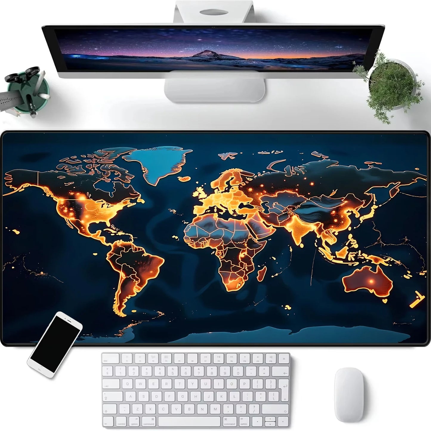 World Map Extended Desk Mat for Office, Study & Keyboard Setups