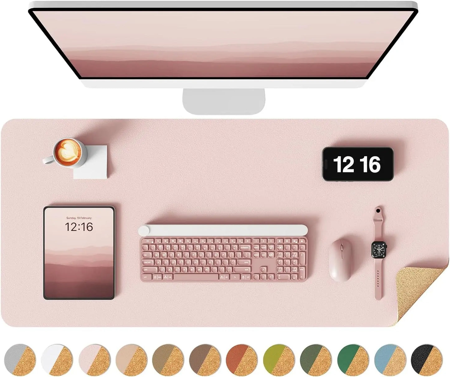 Double-Sided Cork Desk Mat for Aesthetic Workspaces