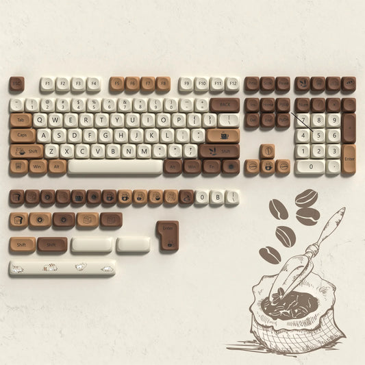Coffee Custom Keycap Set | Aesthetic MOA Profile Premium PBT Keycaps