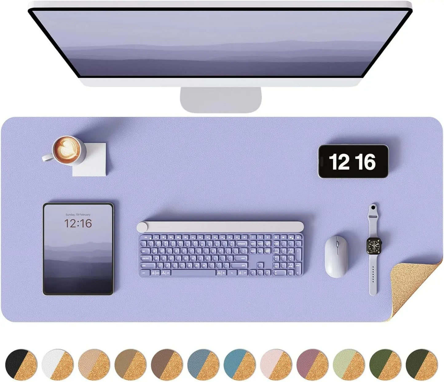 Double-Sided Cork Desk Mat for Aesthetic Workspaces
