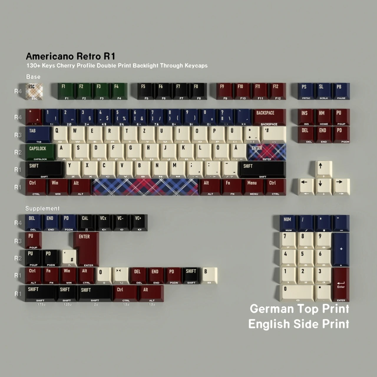 German QWERTZ Gradient PBT Keycap Set for Mechanical Keyboards — 131 Keys