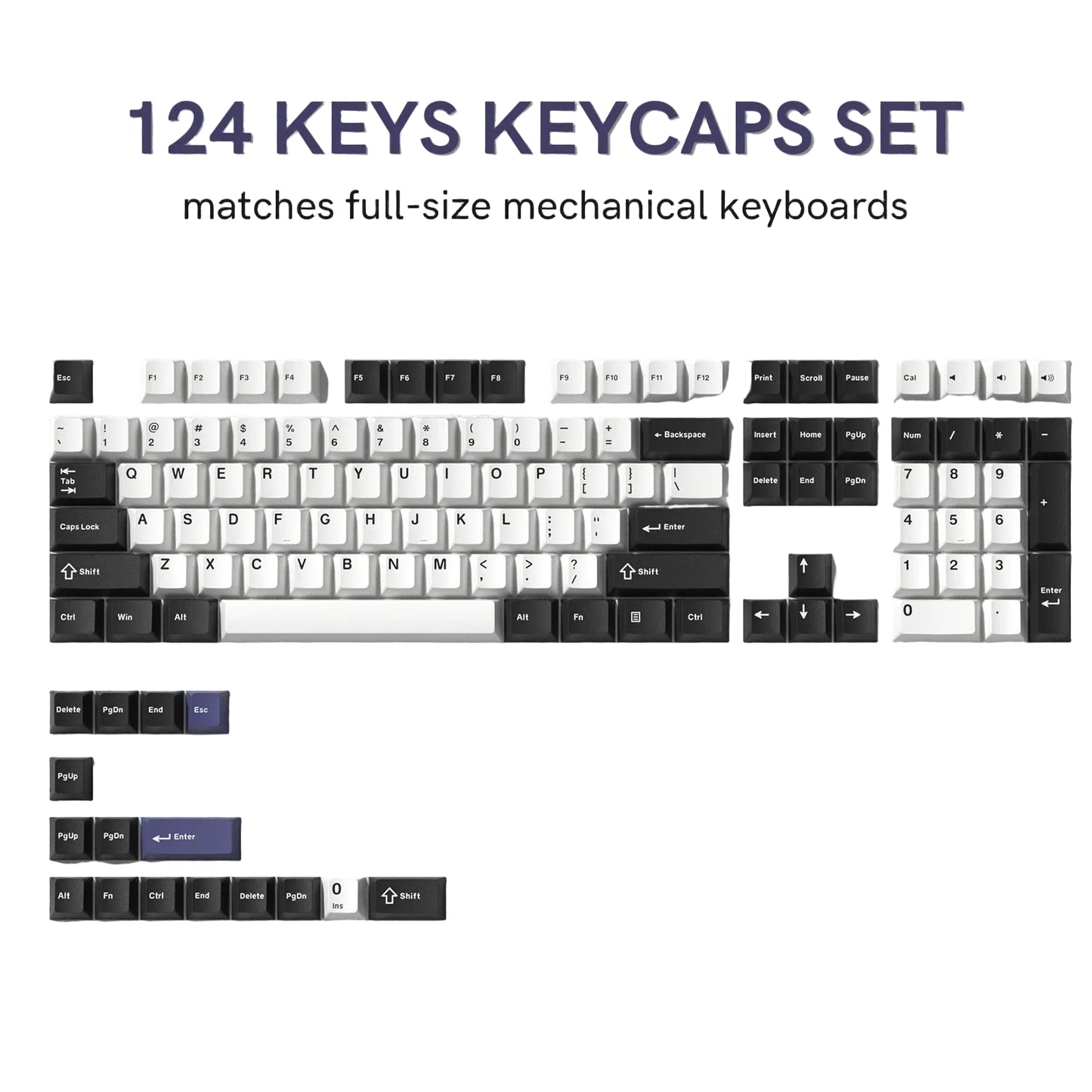 124-key retro keycap set for MX-style mechanical keyboard