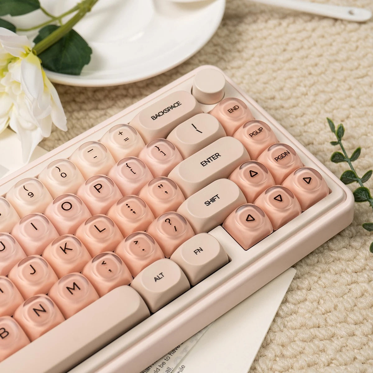 Liquid Foundation Aesthetic Keycap Set | 132-Key HOA Profile for Mechanical Keyboards