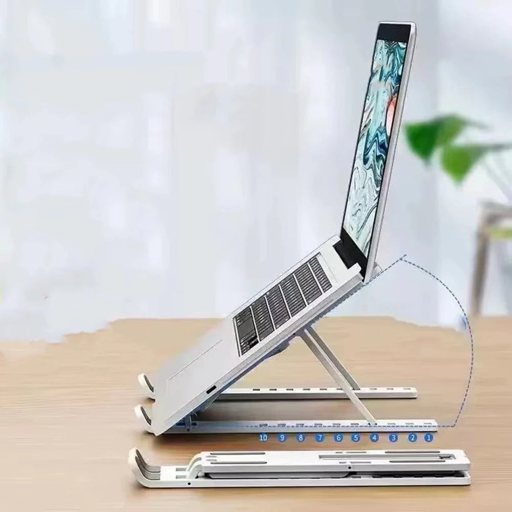 Ergonomic Aluminum Laptop Stand | Adjustable Foldable Portable Desktop Riser