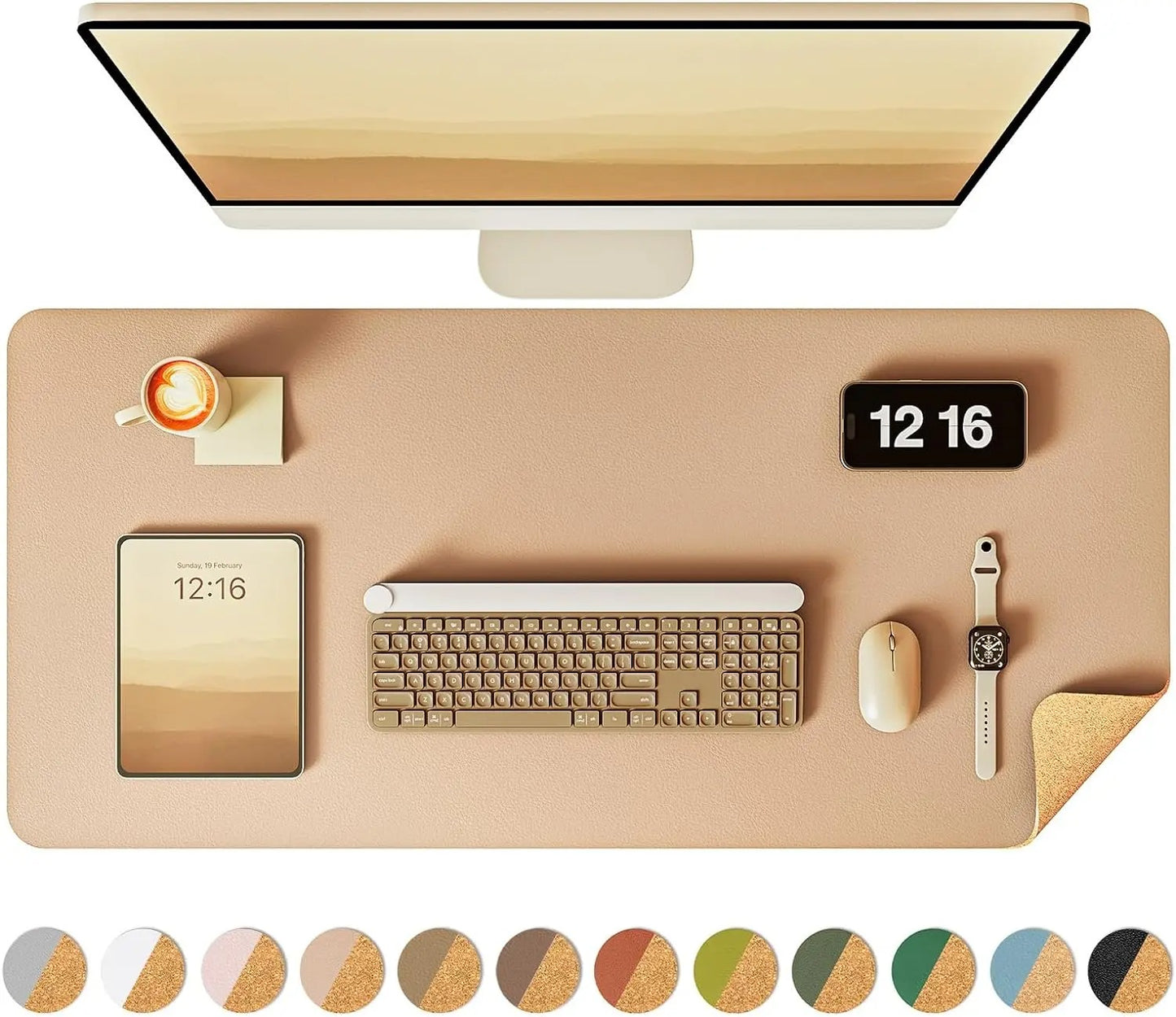 Double-Sided Cork Desk Mat for Aesthetic Workspaces