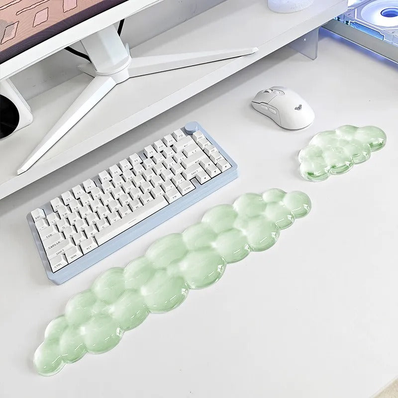 Crystal Bubble Silicone Wrist Rest Set (2-Piece Ergonomic Support)