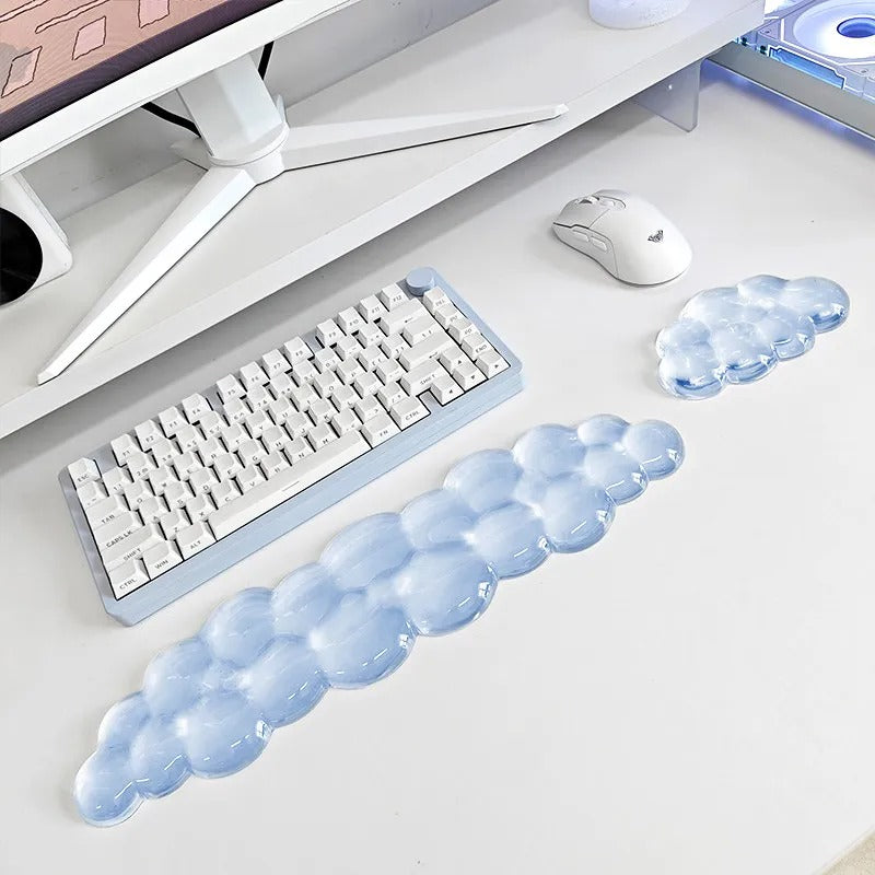 Crystal Bubble Silicone Wrist Rest Set (2-Piece Ergonomic Support) Blue