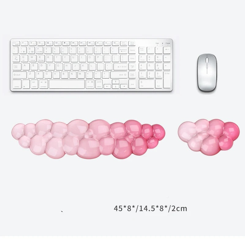 Crystal Bubble Silicone Wrist Rest Set (2-Piece Ergonomic Support) Pink