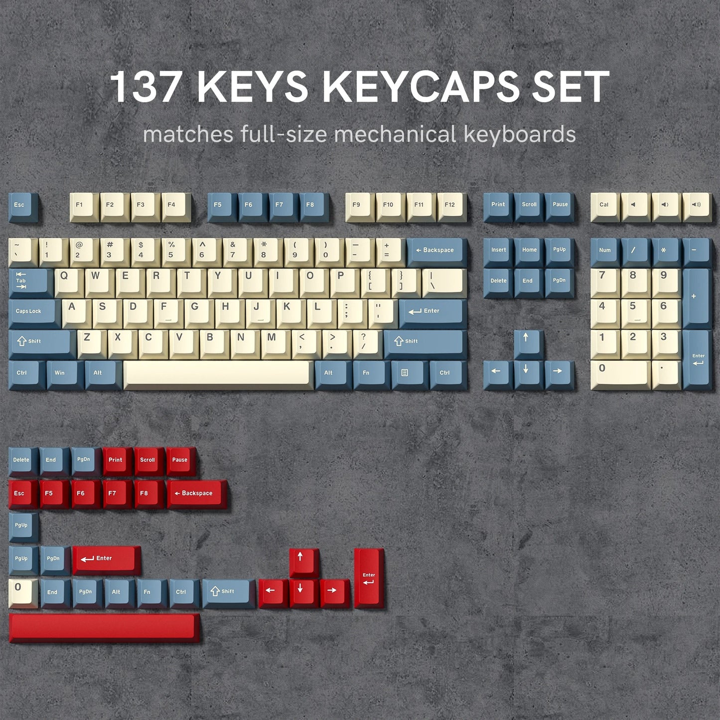137-key PBT keycaps for custom keyboard setup