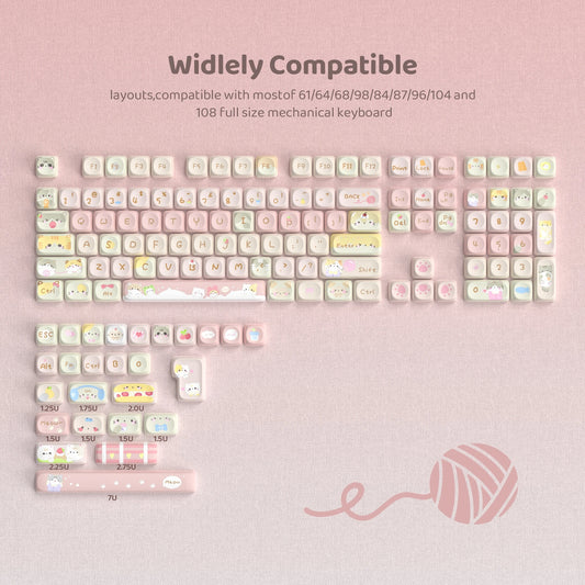 Kitten Custom Keycap Set | Aesthetic MOA Profile Premium PBT Keycaps