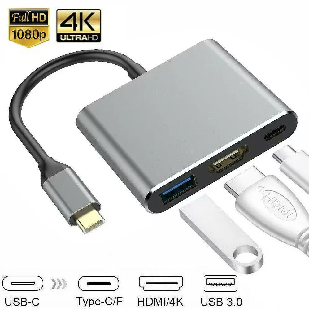 3-in-1 USB-C Multiport Hub | 4K HDMI, 100W PD Fast Charging & USB 3.0 Adapter