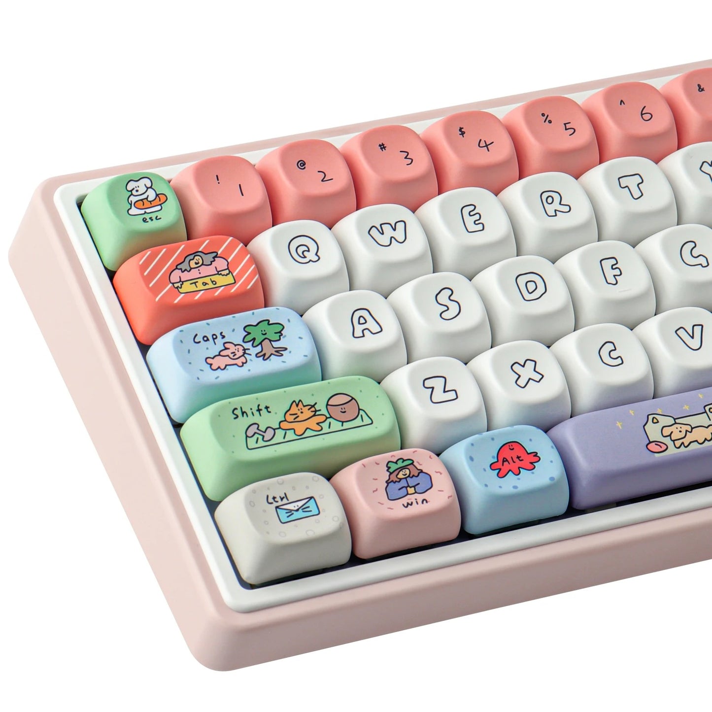 The Retro-Smiley Pastel Theme PBT Keycap Set (126 Keys)