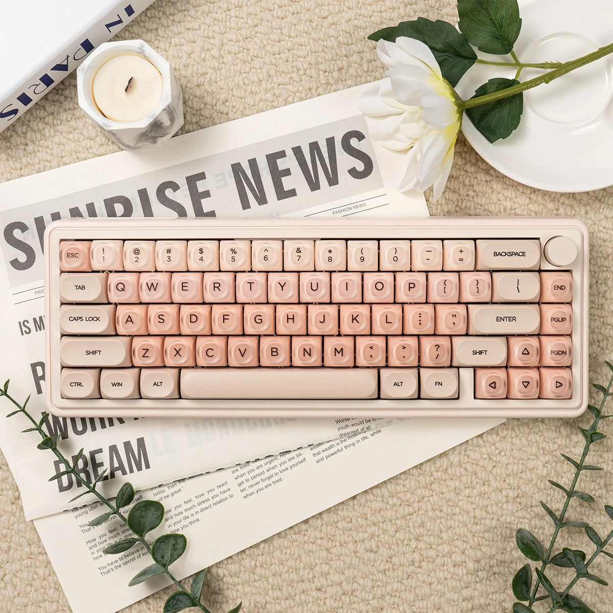 Liquid Foundation Aesthetic Keycap Set | 132-Key HOA Profile for Mechanical Keyboards