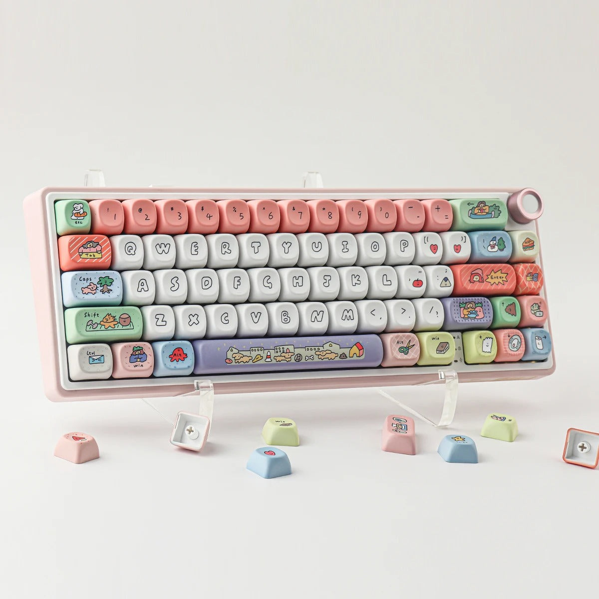 The Retro-Smiley Pastel Theme PBT Keycap Set (126 Keys)