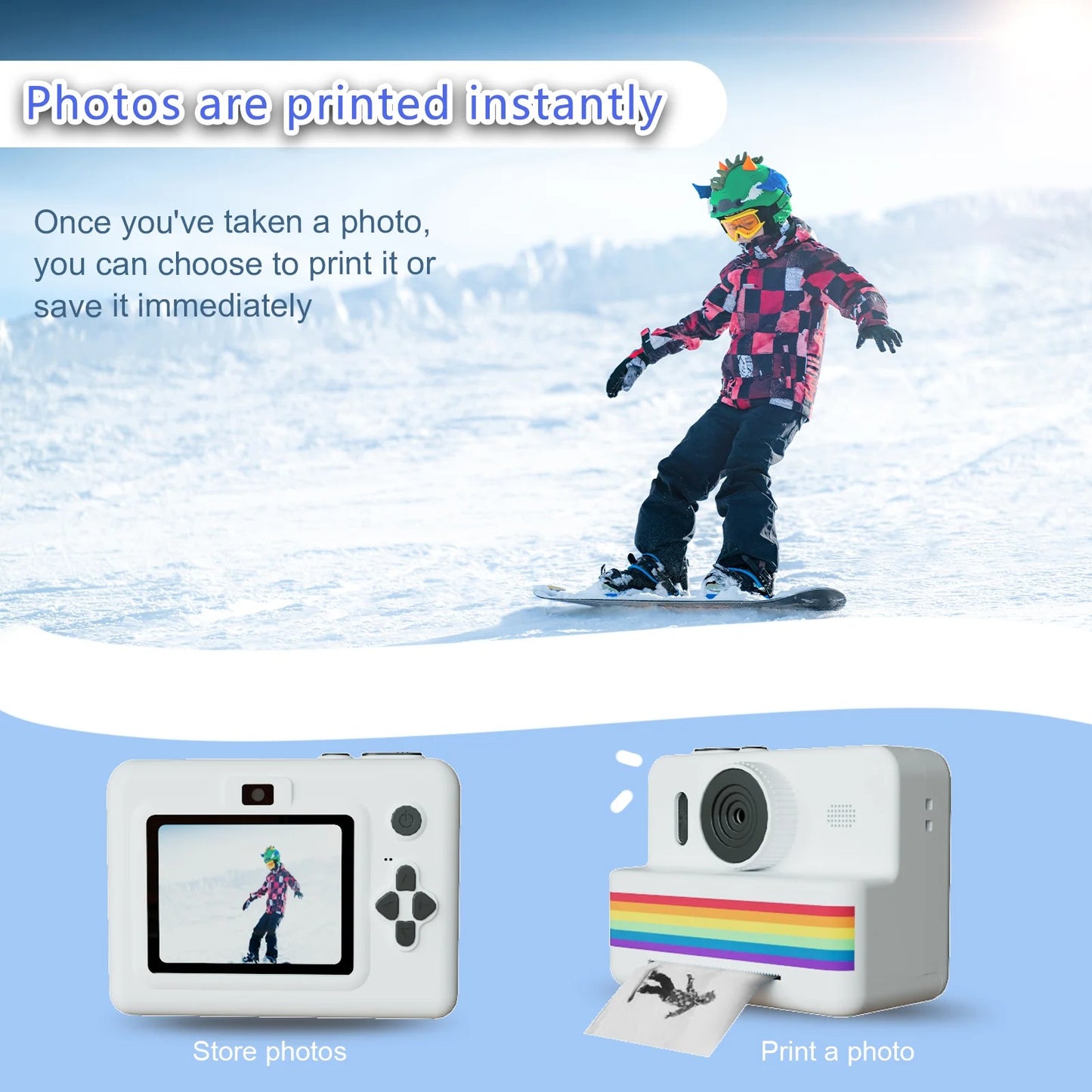 Retro Instant Print Digital Camera for Kids | 180° Rotating Selfie Lens, 1080P HD Video & Inkless Thermal Printer