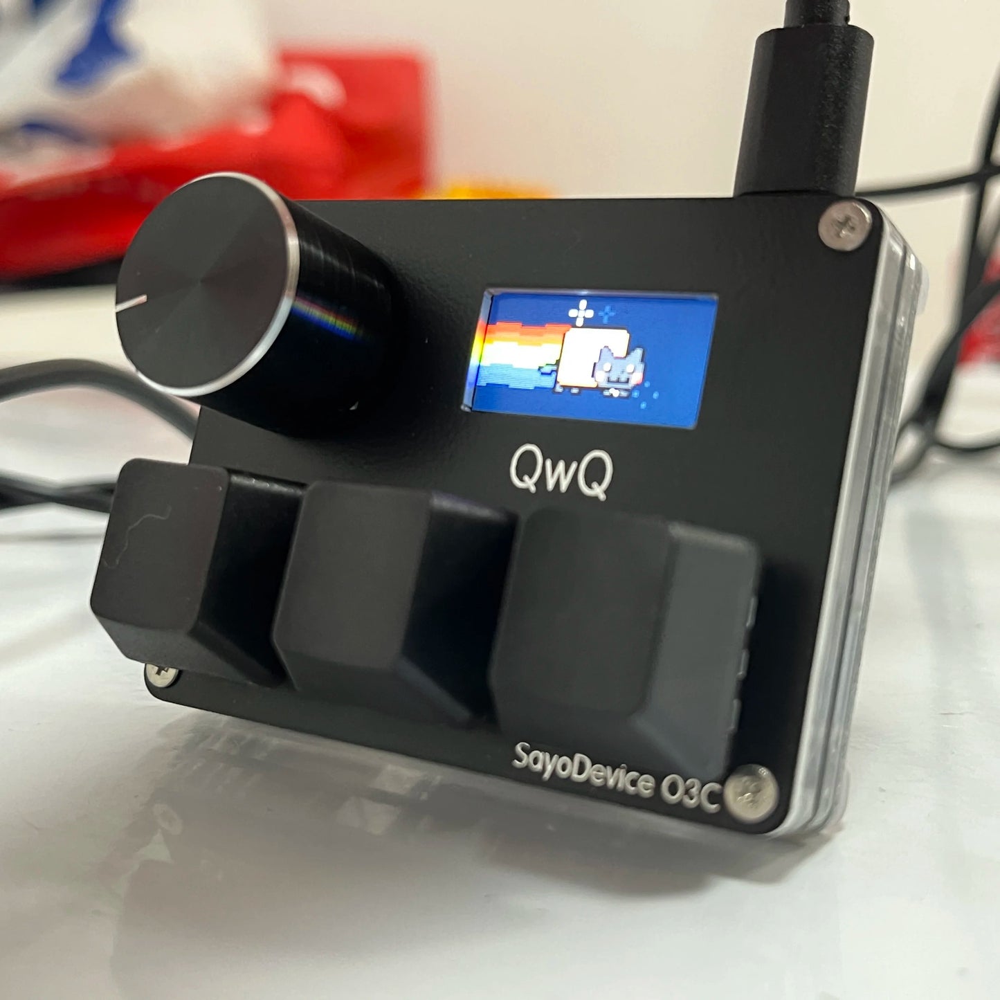 SayoDevice O3C Rapid Trigger Magnetic Keypad | 3-Key Hall Effect Macro Pad with IPS Screen & Control Knob