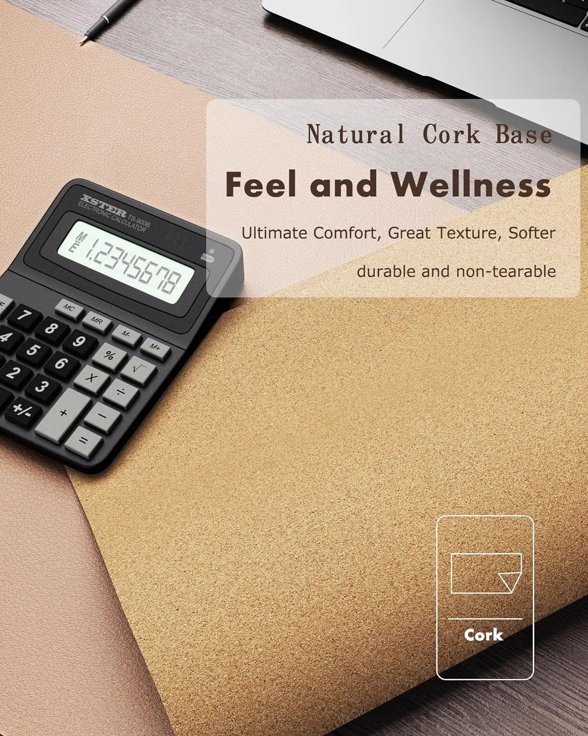 Double-Sided Cork Desk Mat for Aesthetic Workspaces