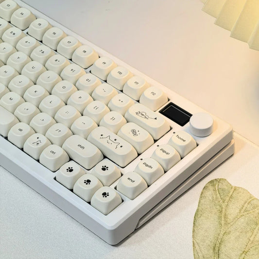 The Milky-Mochi Cat Theme PBT Keycap Set (124 Keys)