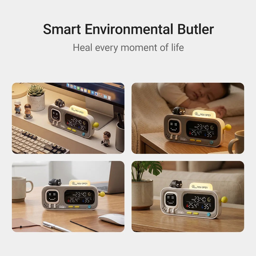 DUKA MOODA Desktop Smart Clock | Retro Pixel Art Temperature, Humidity & Digital Environment Monitor