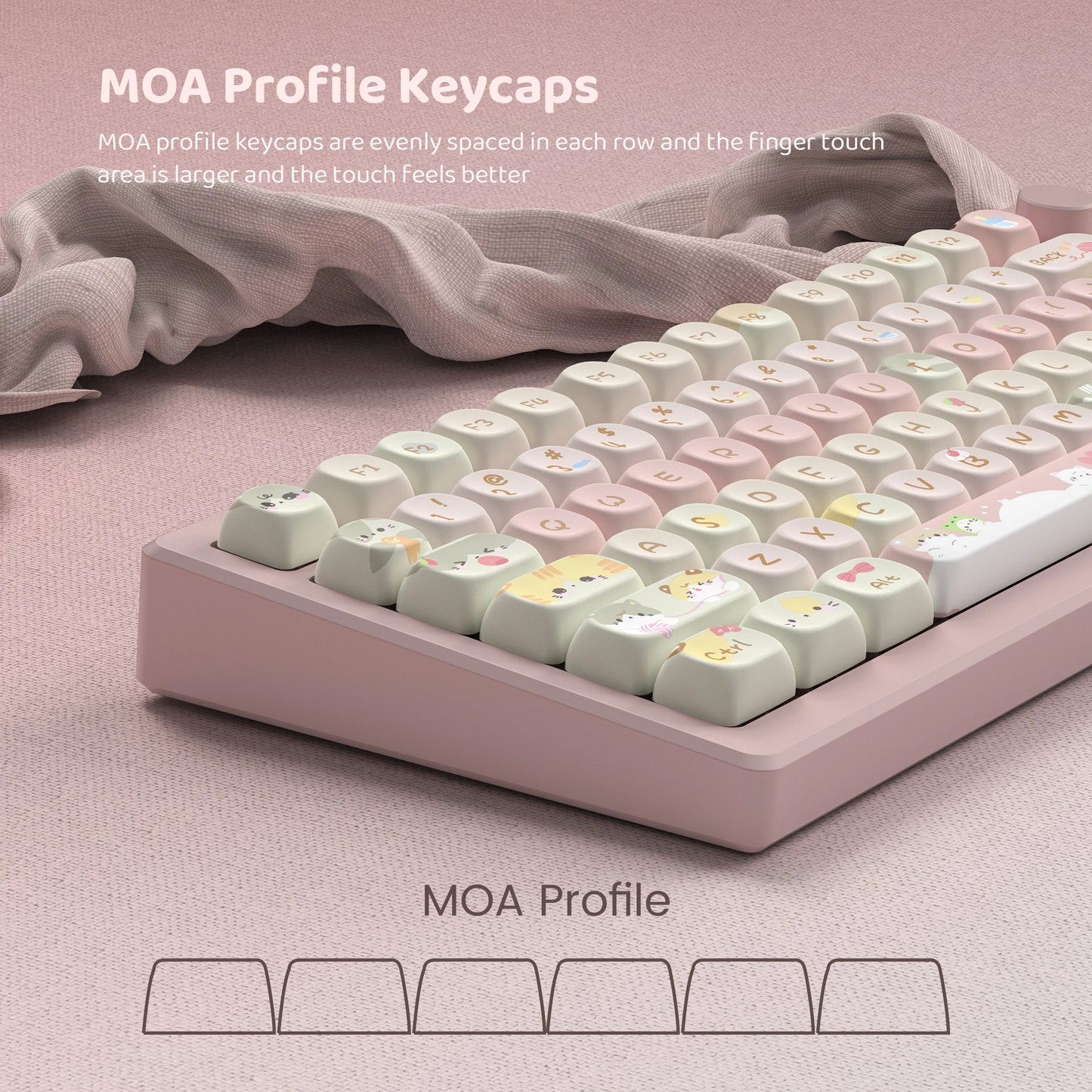 Custom Keycap Set | Aesthetic MOA Profile Premium PBT Keycaps