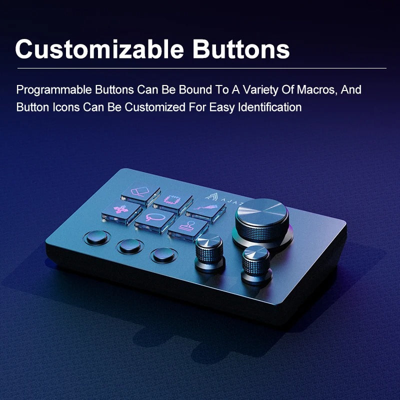 Ajazz AKP03 Desktop Studio Console | Programmable Macro Panel with LCD Visual Buttons & Audio Control Knobs