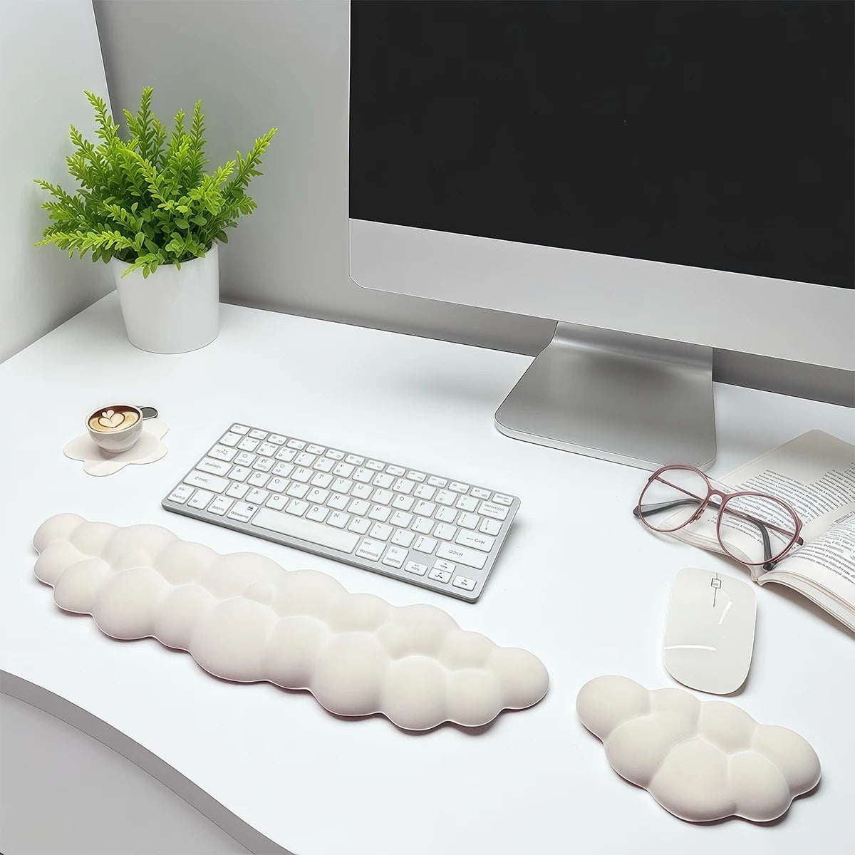 Dreamy Cloud Ergonomic Wrist Rest & Coaster Set (3-Piece Bundle)