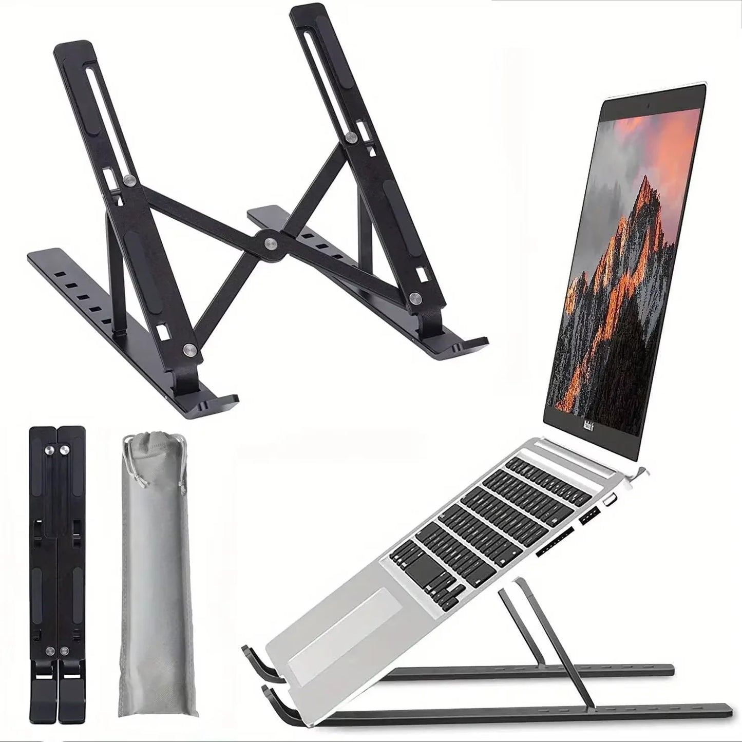 Ergonomic Aluminum Laptop Stand | Adjustable Foldable Portable Desktop Riser