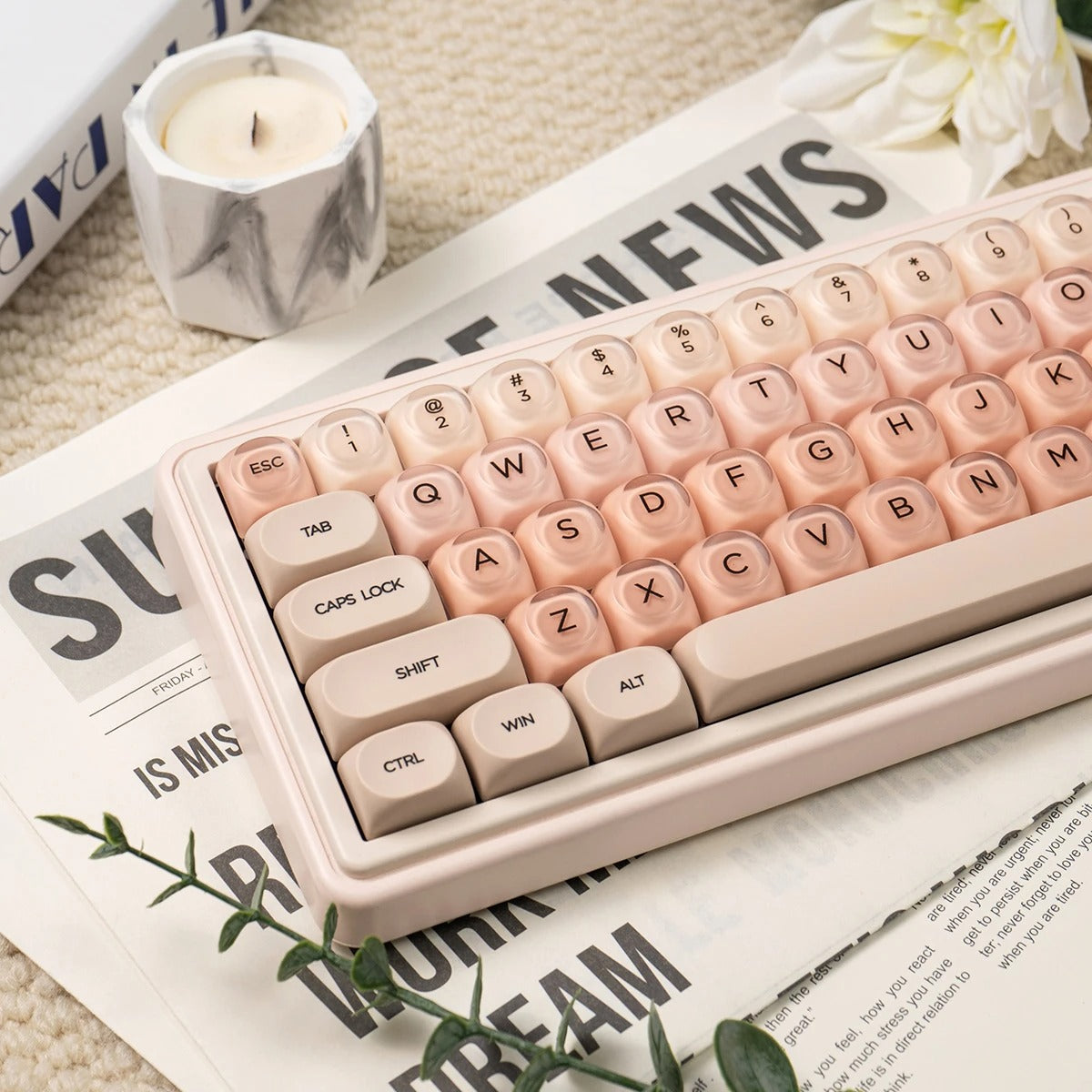 Liquid Foundation Aesthetic Keycap Set | 132-Key HOA Profile for Mechanical Keyboards