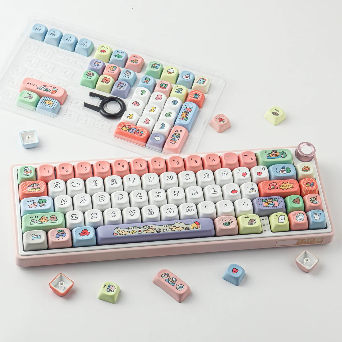 The Retro-Smiley Pastel Theme PBT Keycap Set (126 Keys)