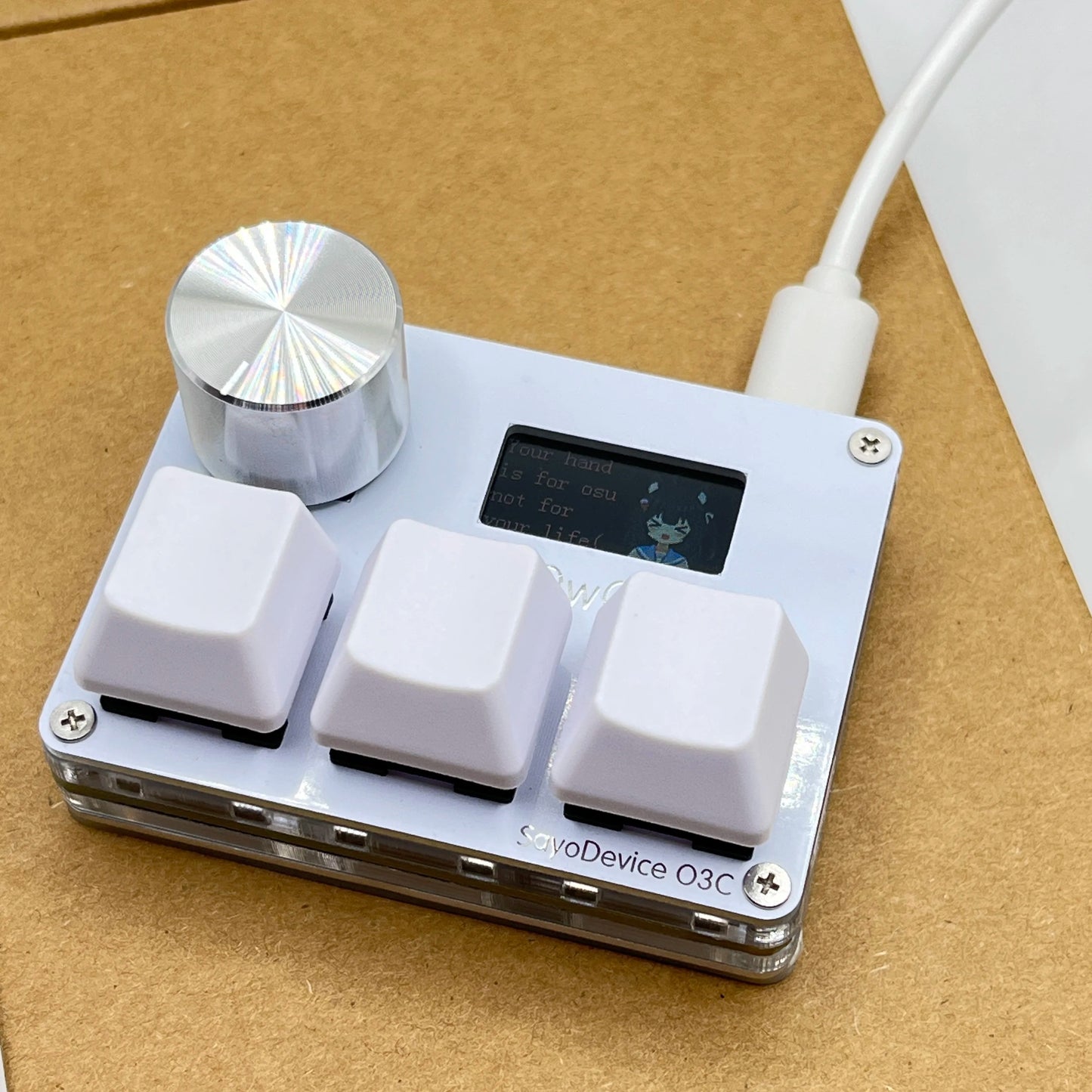 SayoDevice O3C Rapid Trigger Magnetic Keypad | 3-Key Hall Effect Macro Pad with IPS Screen & Control Knob