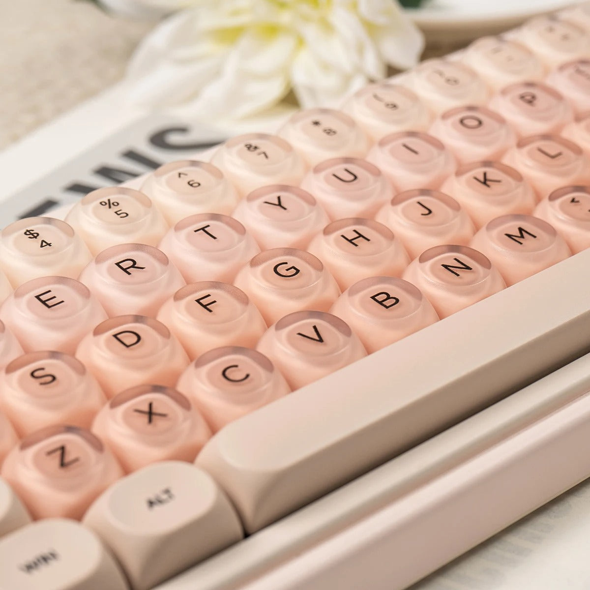 Liquid Foundation Aesthetic Keycap Set | 132-Key HOA Profile for Mechanical Keyboards