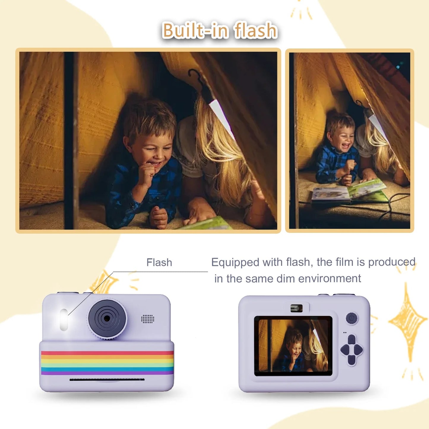 Retro Instant Print Digital Camera for Kids | 180° Rotating Selfie Lens, 1080P HD Video & Inkless Thermal Printer