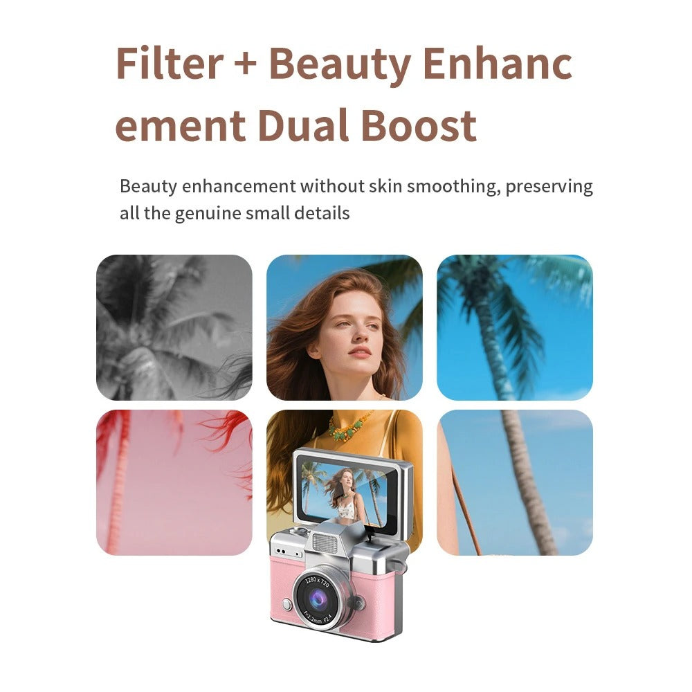 Retro Vintage Mini Digital Camera Starter Kit (Includes 64GB MicroSD Card)