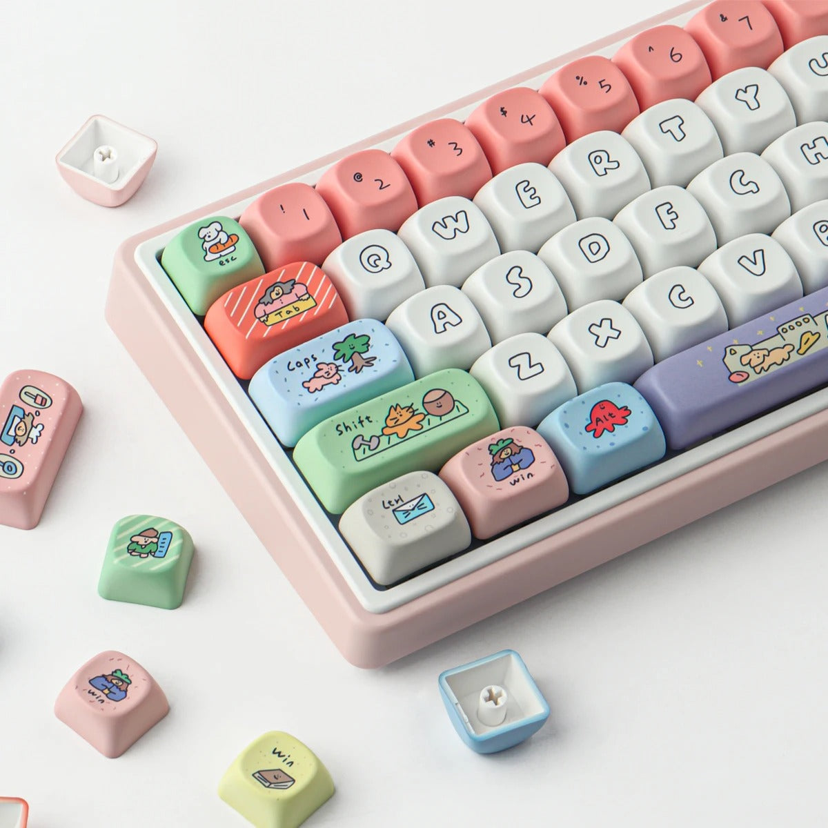 The Retro-Smiley Pastel Theme PBT Keycap Set (126 Keys)