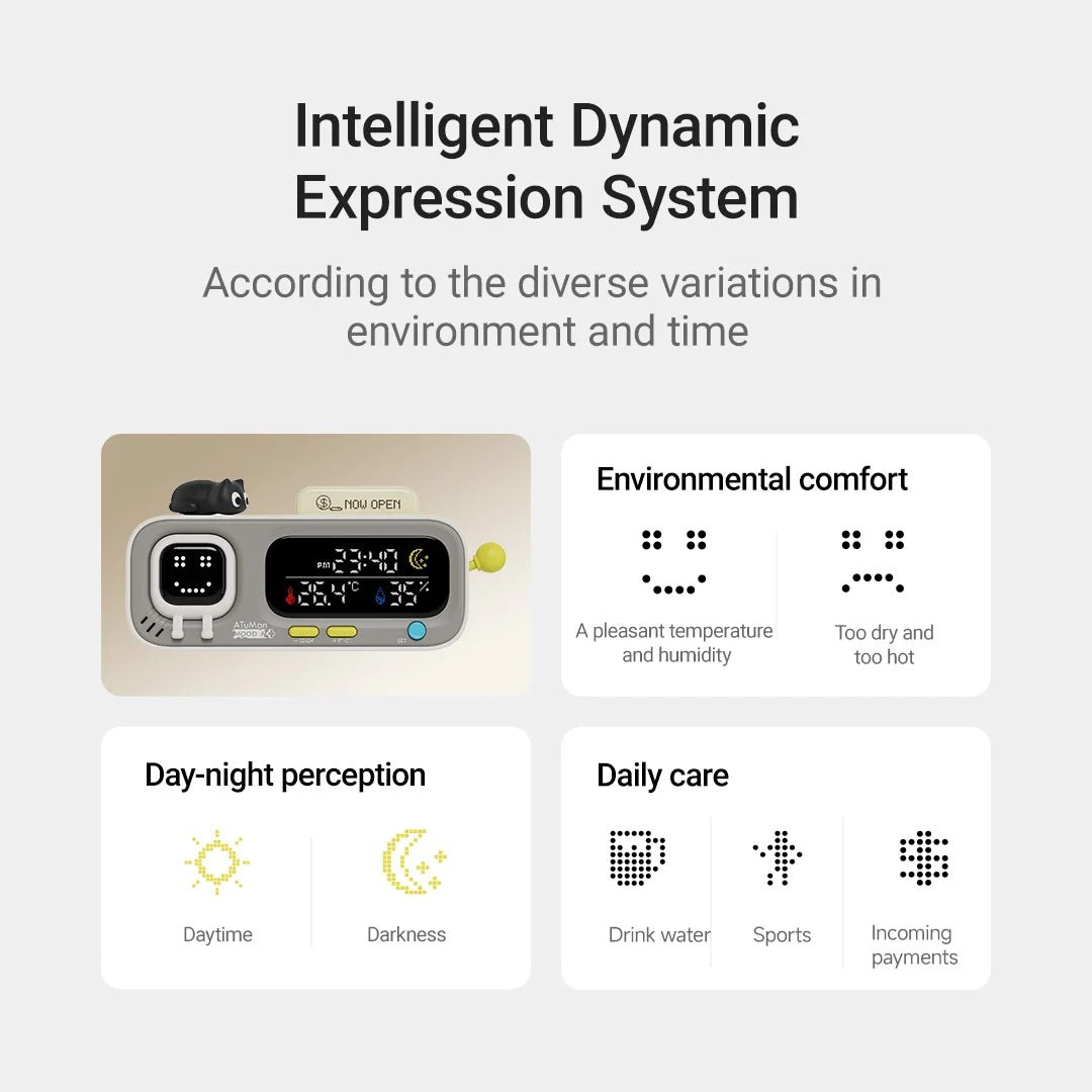 DUKA MOODA Desktop Smart Clock | Retro Pixel Art Temperature, Humidity & Digital Environment Monitor