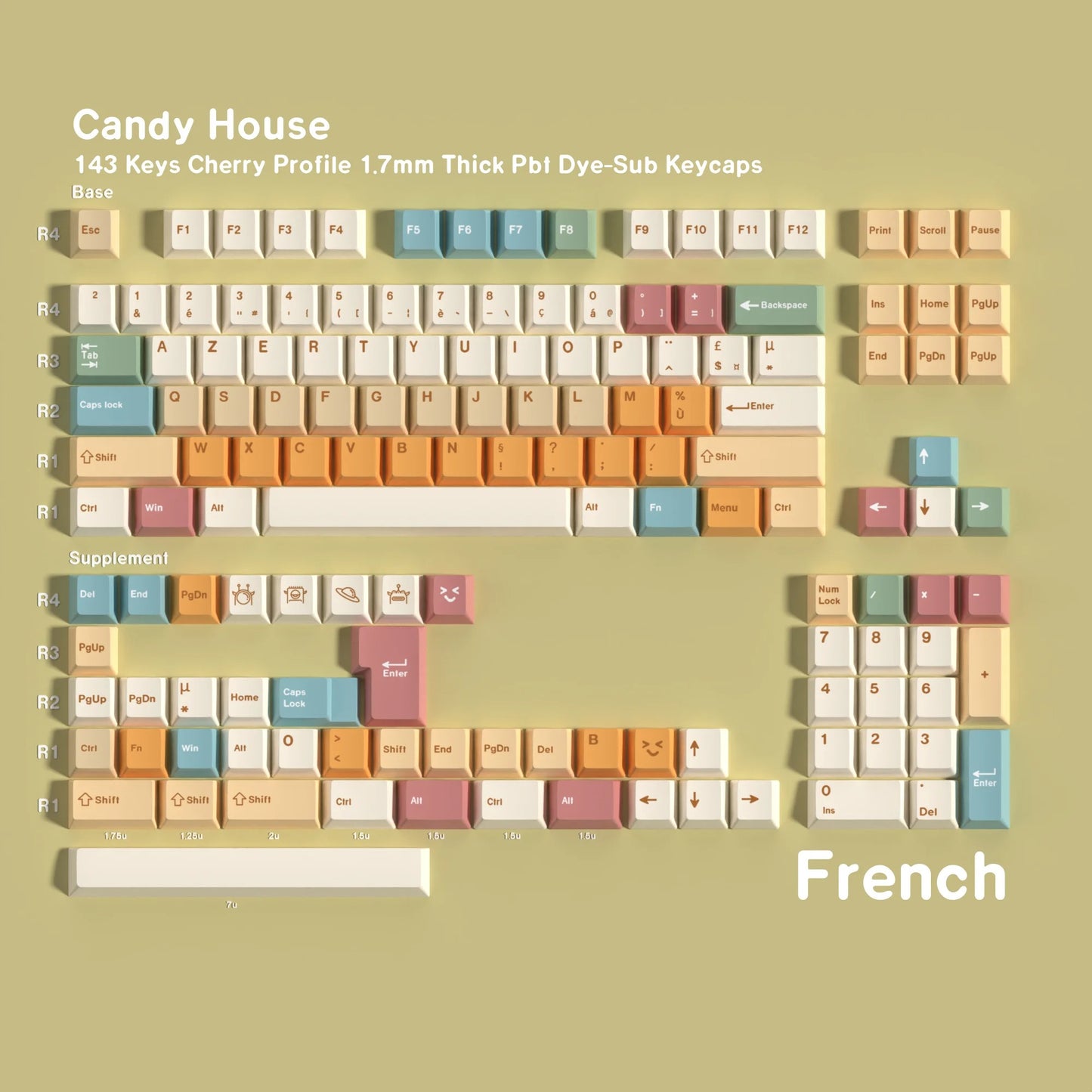 French AZERTY Cherry Profile PBT Keycap Set — 142 Keys
